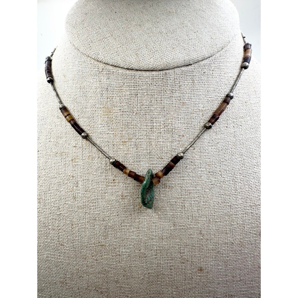 Vintage Native American heishi turquoise Beaded choker Necklace 13.5”